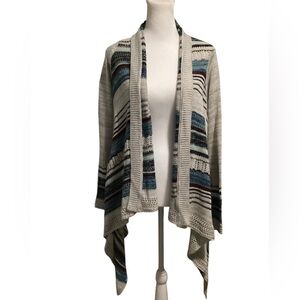 Charlotte Russe XS Cream and Blue Striped Open Knit Women’s Spring Cardigan